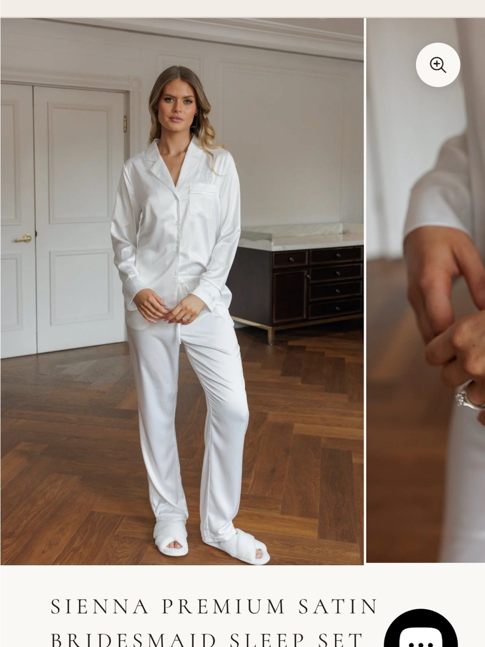 SIENNA Premium Satin Bridesmaid Sleep Set - White Le Rose XS NWT